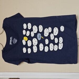 Drumline Navy Graphic Cloud Tee with Yellow Accent